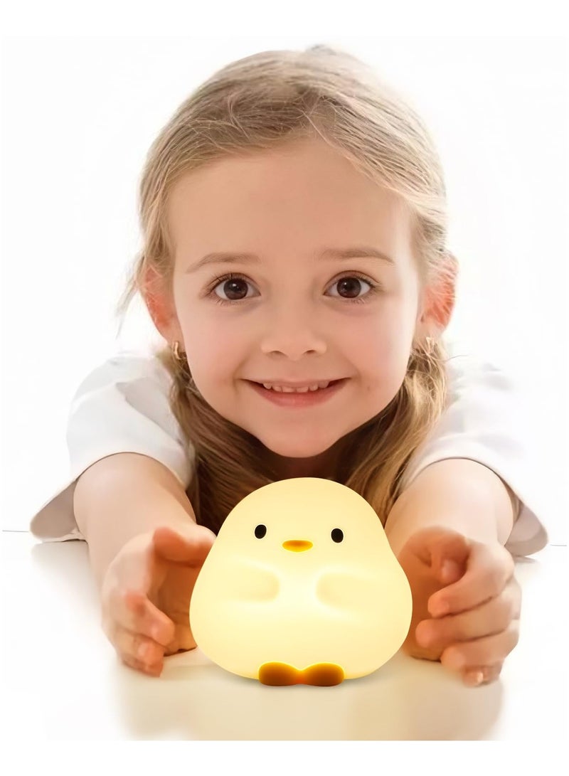 LED Cute Duck Night Light, Squishy Silicone Nightlight for Baby Nursery with 30 Minutes Timer, Rechargeable Bedside Lamp with Touch Control, Cute Gifts Stuff for Boys Girls Baby Children