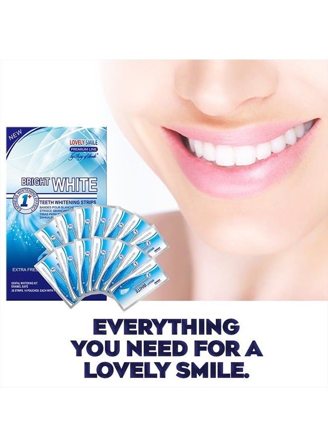 Lovely Smile Premium Line Teeth Whitening Strips - Enamel Safe - White Teeth in 1 Hour - No Slip and No Sensitivity - Dental Whitener Kit by Ray of Smile (28 Strips/Mint)