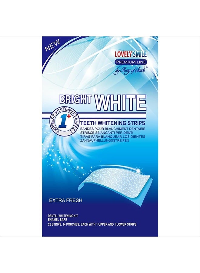 Lovely Smile Premium Line Teeth Whitening Strips - Enamel Safe - White Teeth in 1 Hour - No Slip and No Sensitivity - Dental Whitener Kit by Ray of Smile (28 Strips/Mint)