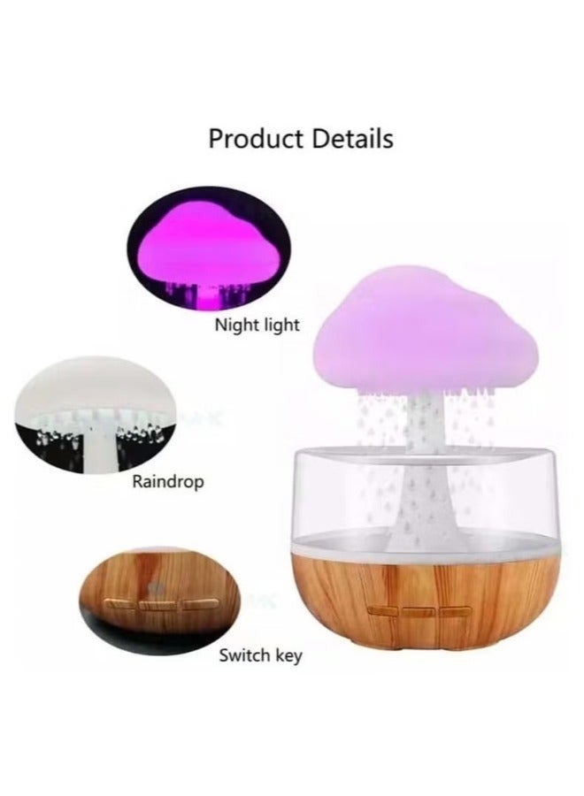 Raining Cloud Night Light Aromatherapy Essential Oil Diffuser Micro Humidifier Desk Fountain Bedside Sleeping Relaxing Mood Water Drop Sound White