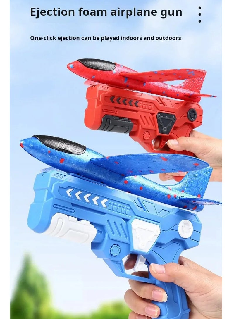Foam Airplanes For Kids, Strong And Durable One Click Ejection Model Foam Airplane, Manuel Catapult Plane Foam Throwing Glider Toy, Airplane Launcher Toy For Boys And Girls, (Red Gun Random)