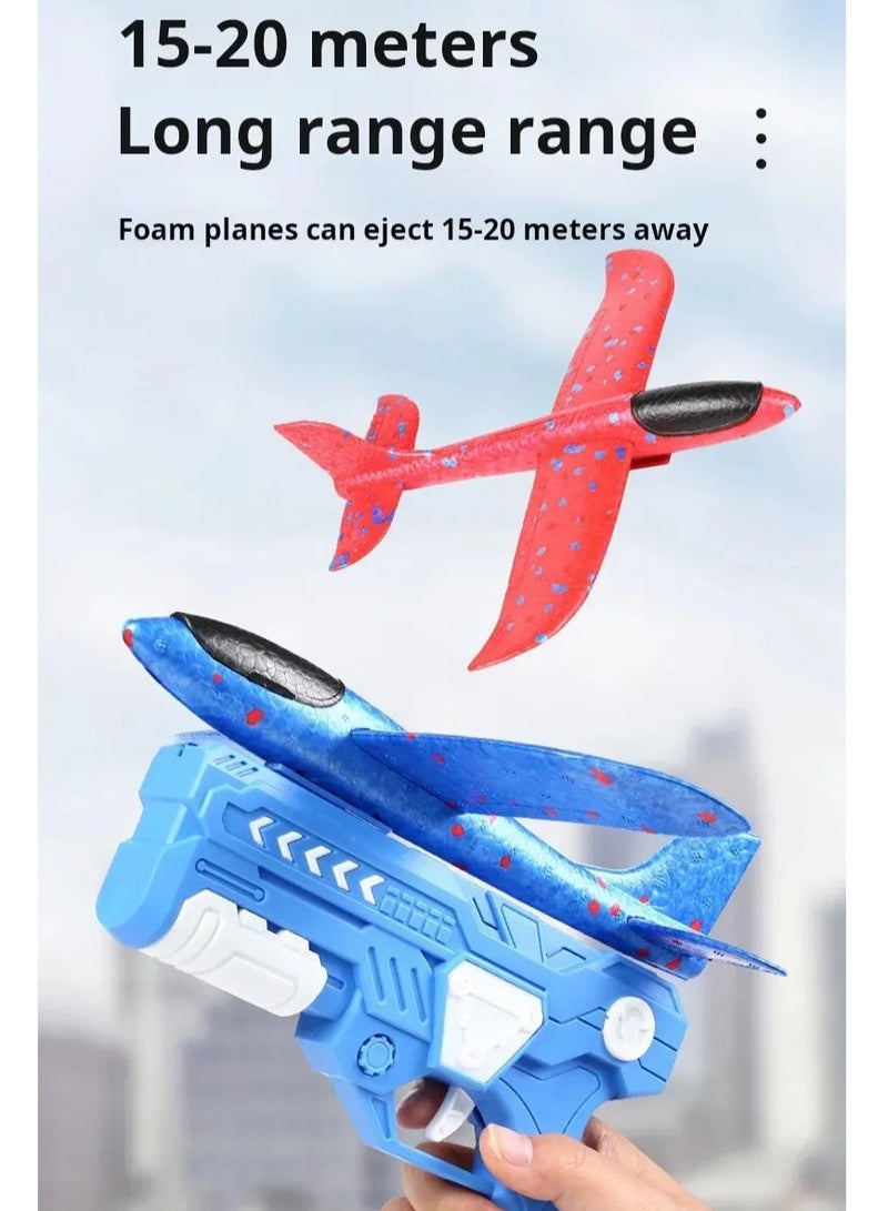 Foam Airplanes For Kids, Strong And Durable One Click Ejection Model Foam Airplane, Manuel Catapult Plane Foam Throwing Glider Toy, Airplane Launcher Toy For Boys And Girls, (Red Gun Random)