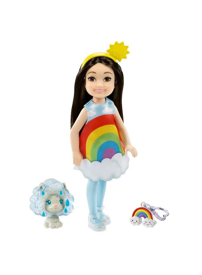 Club Chelsea Dress Up Doll (6 Inch Brunette) In Rainbow Costume With Pet And Accessories For 3 To 7 Year Olds