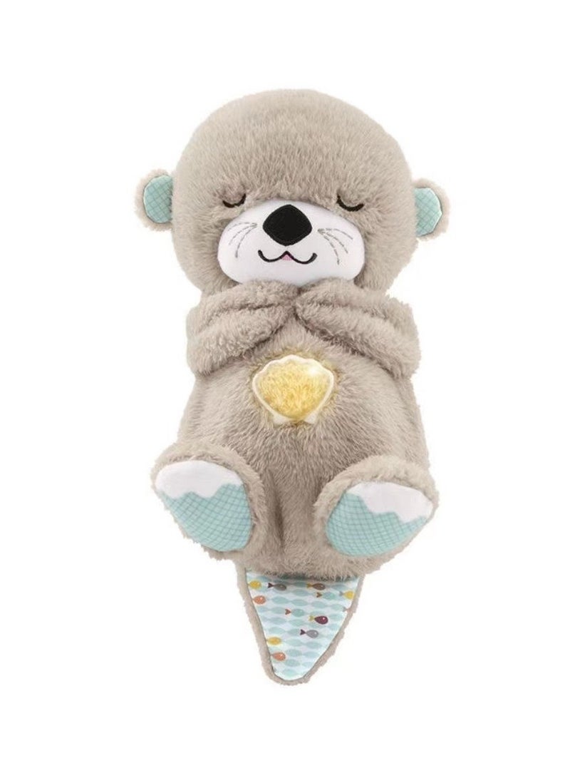 Breathing Glowing Otter Soft Comfort Doll, Removable Washable Sleep Music Doll, Baby Plush Toy