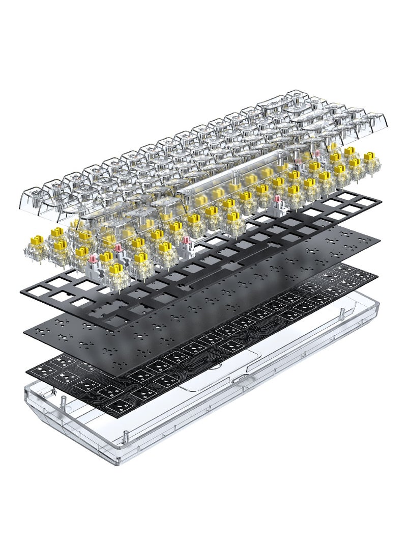 68 Keys Wired Mechanical Gaming Transparent Crystal Acrylic Keyboard With Gasket Mount Smooth Rgb Transparent Black
