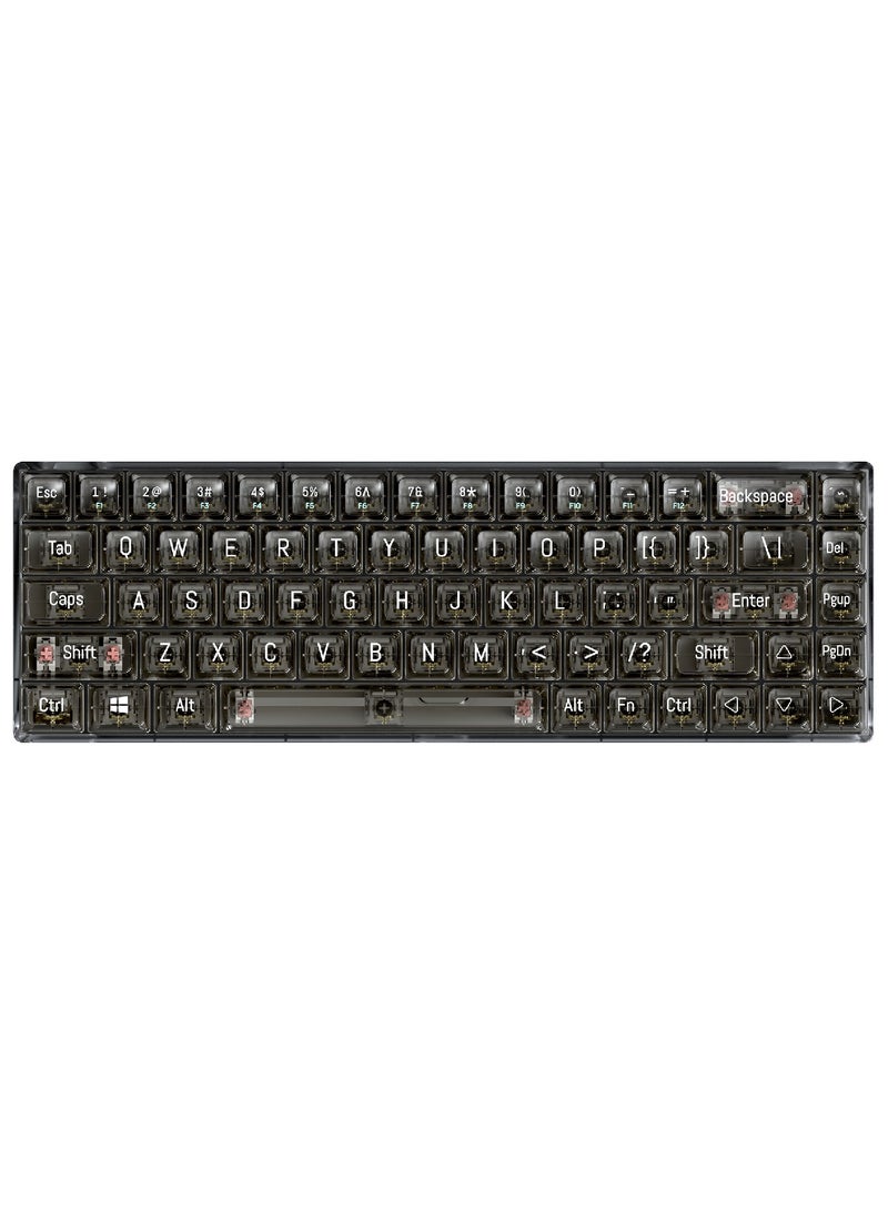 68 Keys Wired Mechanical Gaming Transparent Crystal Acrylic Keyboard With Gasket Mount Smooth Rgb Transparent Black