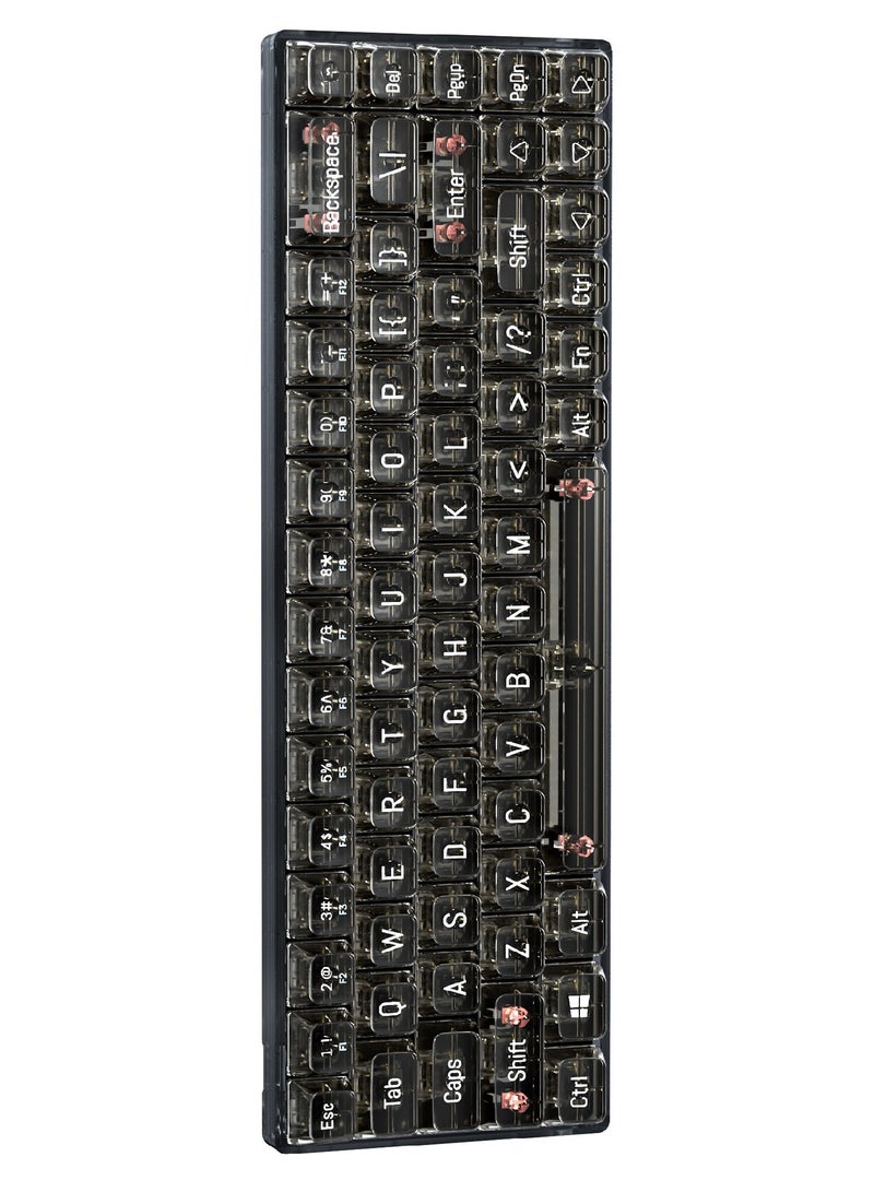 68 Keys Wired Mechanical Gaming Transparent Crystal Acrylic Keyboard With Gasket Mount Smooth Rgb Transparent Black