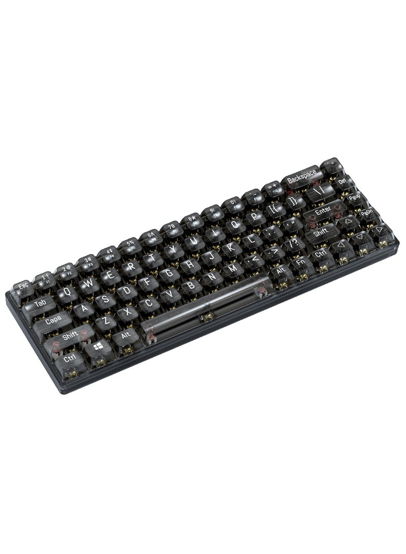 68 Keys Wired Mechanical Gaming Transparent Crystal Acrylic Keyboard With Gasket Mount Smooth Rgb Transparent Black