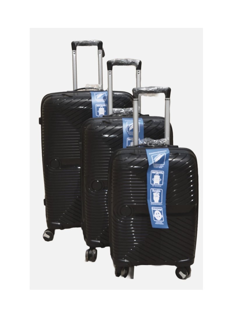 Traveler, Luggage Set of 3 Double Zipper Suitcase Trolley Carry-On Suitcase Lightweight