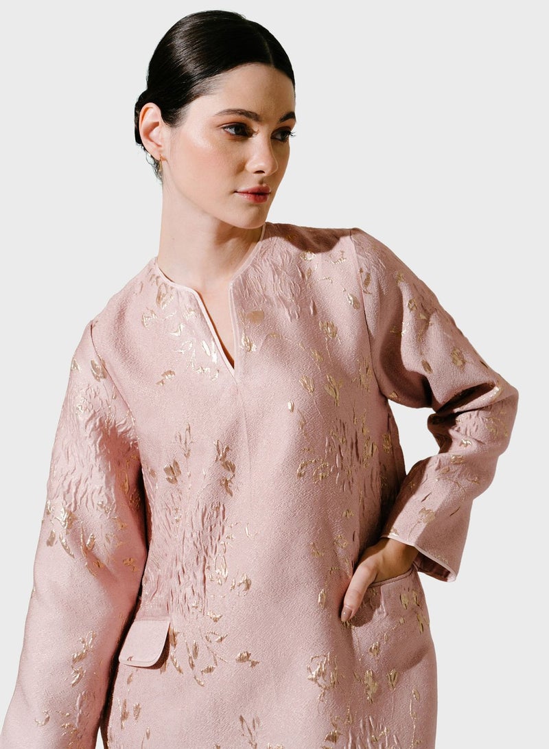Pocket Detail Embroidered Dress