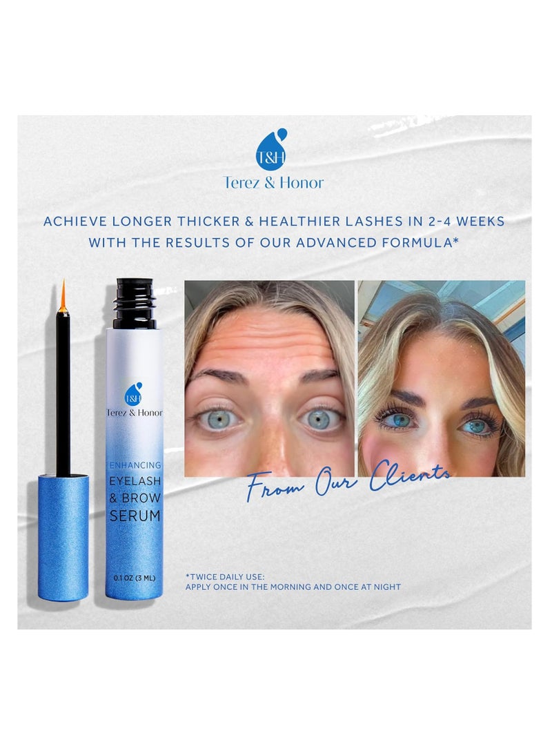 Advanced Eyelash Serum for Thicker, Longer Eyelashes and Eyebrows - Grow Luscious Lashes with Brow Enhancer (3mL)