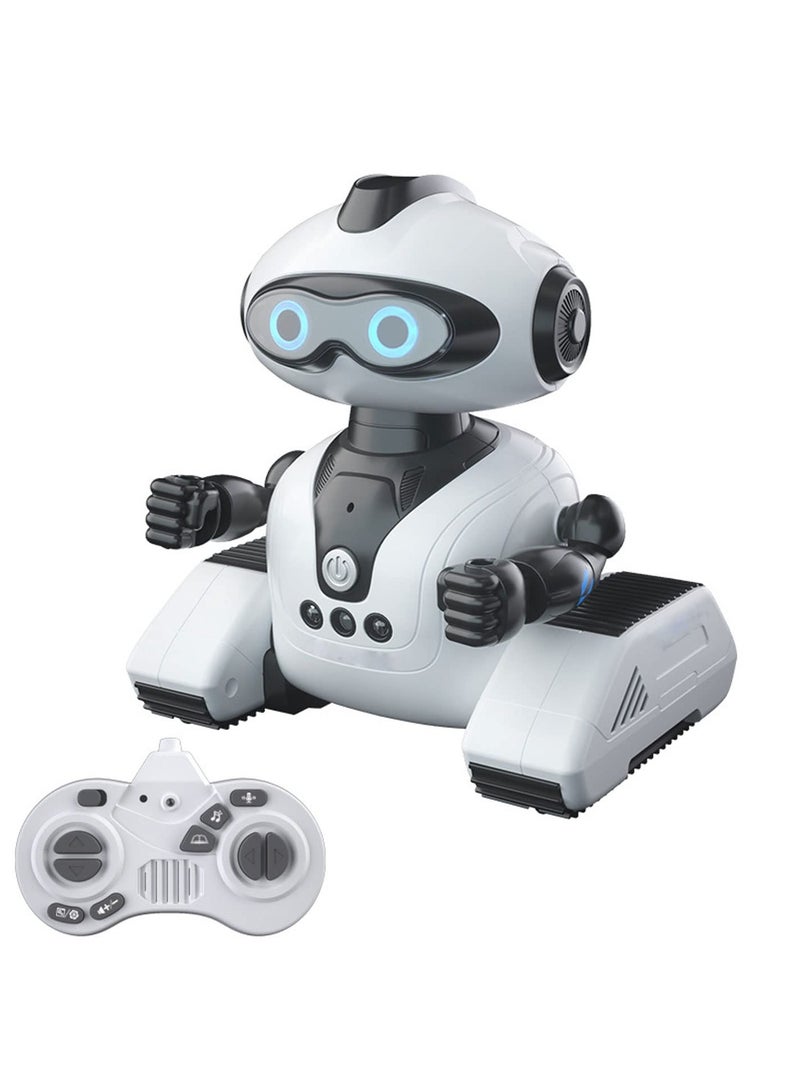 Kids Intelligent Remote Control Electric Robot 360 Angle Rotatable Head LED Eyes Gesture Sensing Touch Interaction With Music And Recording Feature Programmable Interactive Robot For Children
