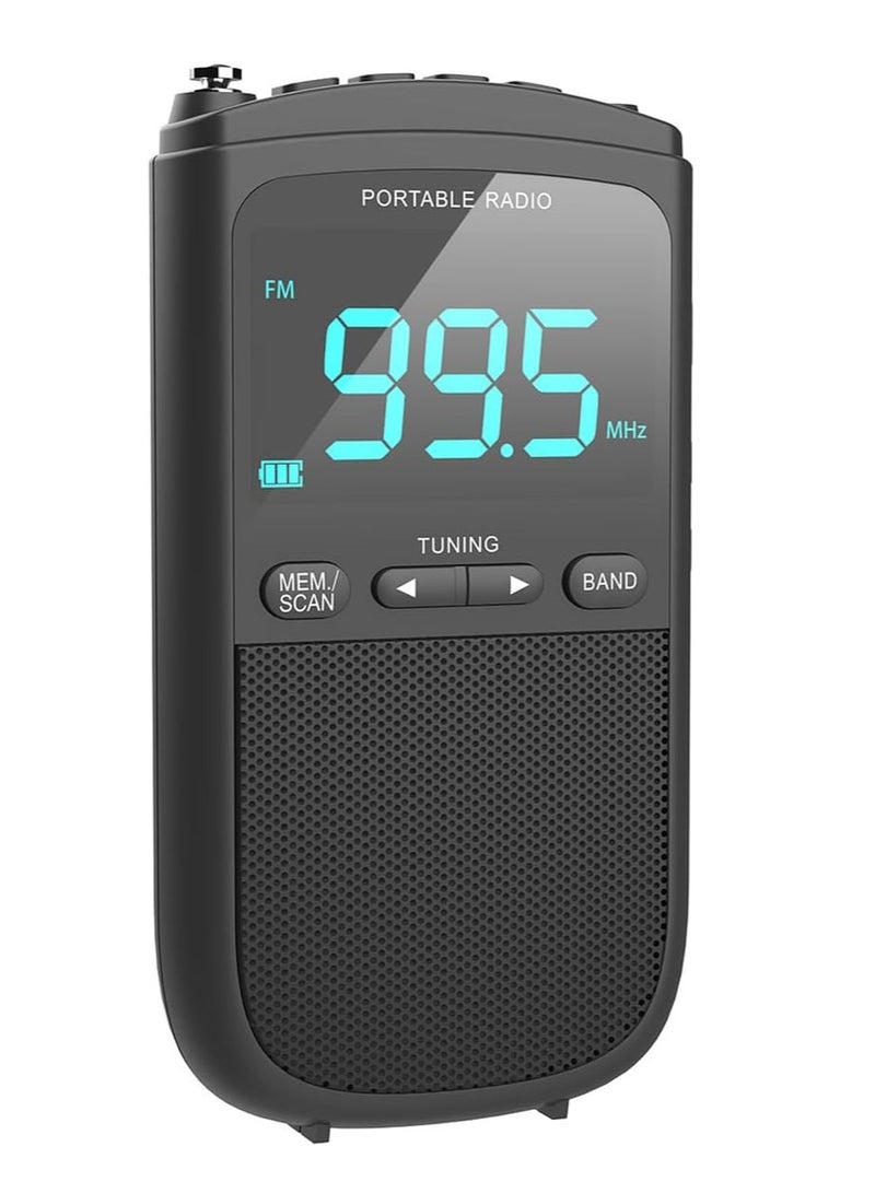 AM FM Walkman Radio:900mAh Rechargeable Portable Transistor Pocket Radio with Best Reception Digital Tuning, LCD Screen,Stereo Earphone Jack, Sleep Timer and Alarm Clock for Jogging,Walking