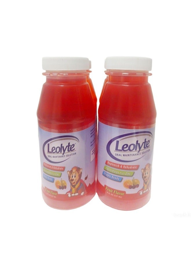 Leolyte Oral Maintenance Solution, Fruit Flavor - Pack of 4 Nipple-Ready Bottles