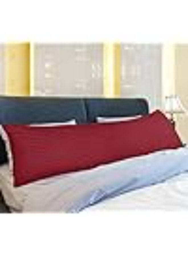 PAUL SODA Full Body 1cm Stripe Long Pillow, Luxury & Soft Down Alternative Pillow for Adults, Ideal for Side Sleepers, 100% Polyester 85GSM Microfiber, 45x120 cm, Maroon