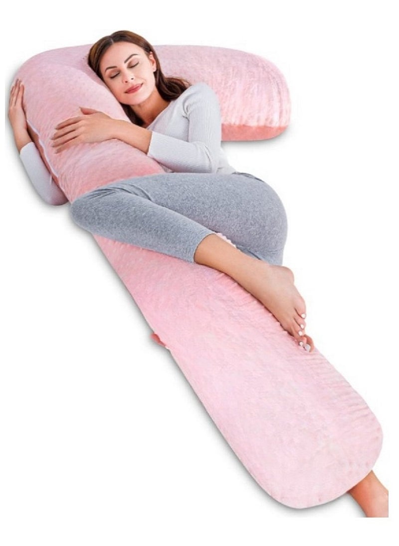Luxury Body Pregnancy 7 Pillow Back Pain Support With Soft Cover Velvet Pink 130 x 70cm