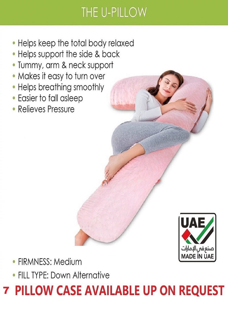 Luxury Body Pregnancy 7 Pillow Back Pain Support With Soft Cover Velvet Pink 130 x 70cm