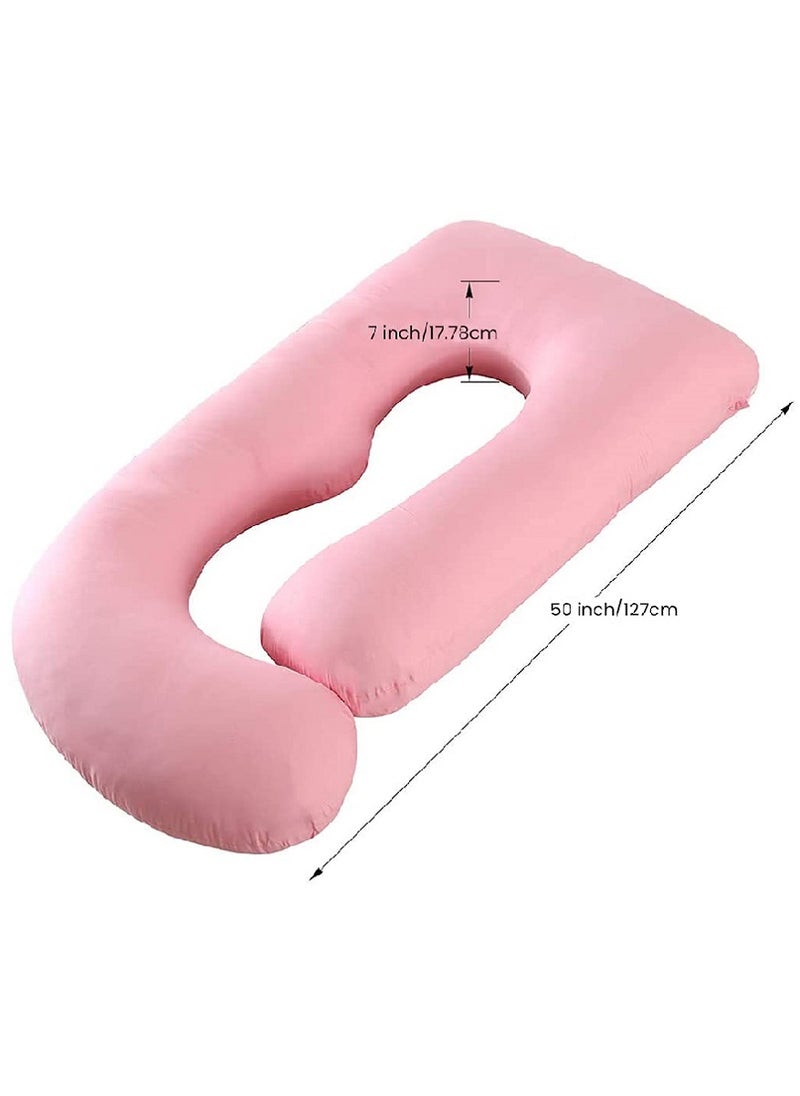 B Shaped Nursing And Maternity Pillow With Removable Velvet Cover Pink 130 x 70cm