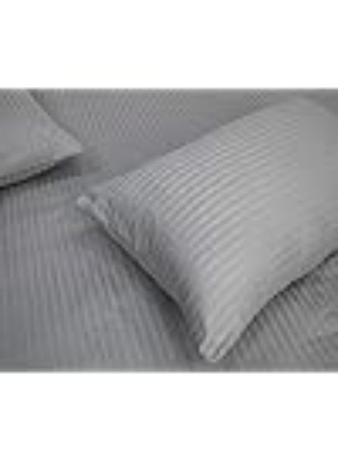 PAUL SODA Standard Pillowcase 2pc Set , 100% Cotton 250Tc Sateen 1cm Stripe, Size: 50x75cm, Silver