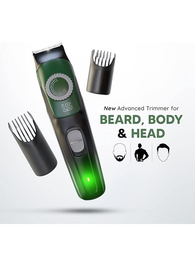 LetsShave Beard Body & Head Trimmer for Men | 2 Combs Inside | 90 Min Runtime | Rechargeable & Waterproof | Full Body Trimmer | Suitable for Beard, Body and Head