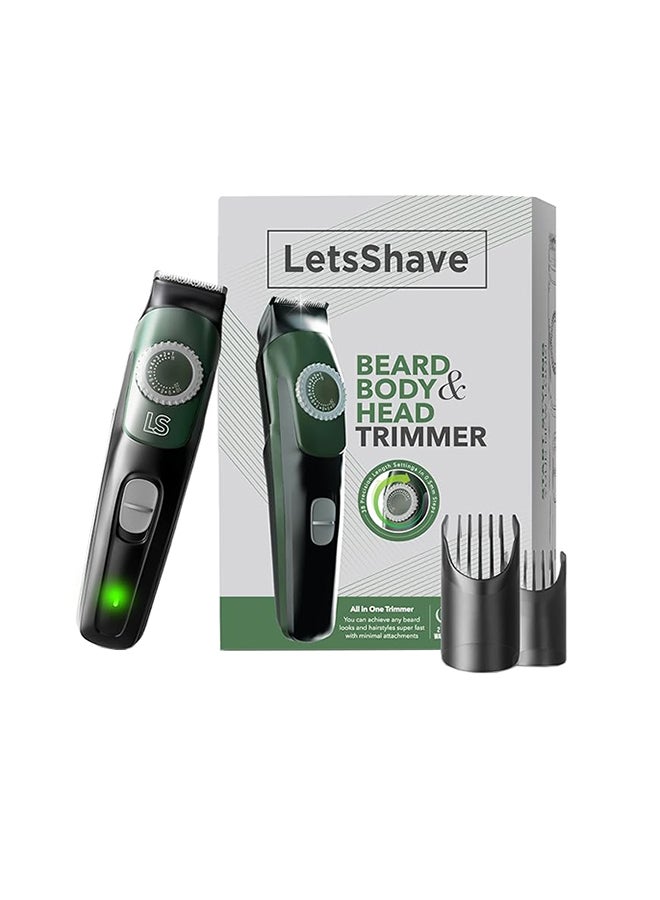 LetsShave Beard Body & Head Trimmer for Men | 2 Combs Inside | 90 Min Runtime | Rechargeable & Waterproof | Full Body Trimmer | Suitable for Beard, Body and Head