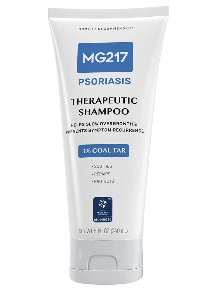 MG217 Psoriasis Shampoo with Coal Tar, Therapeutic Scalp Treatment, Controls Itching, Scaling, Flaking, Scale Buildup, Psoriasis Scalp Treatment, 3% Coal Tar Shampoo and Conditioner, 8floz