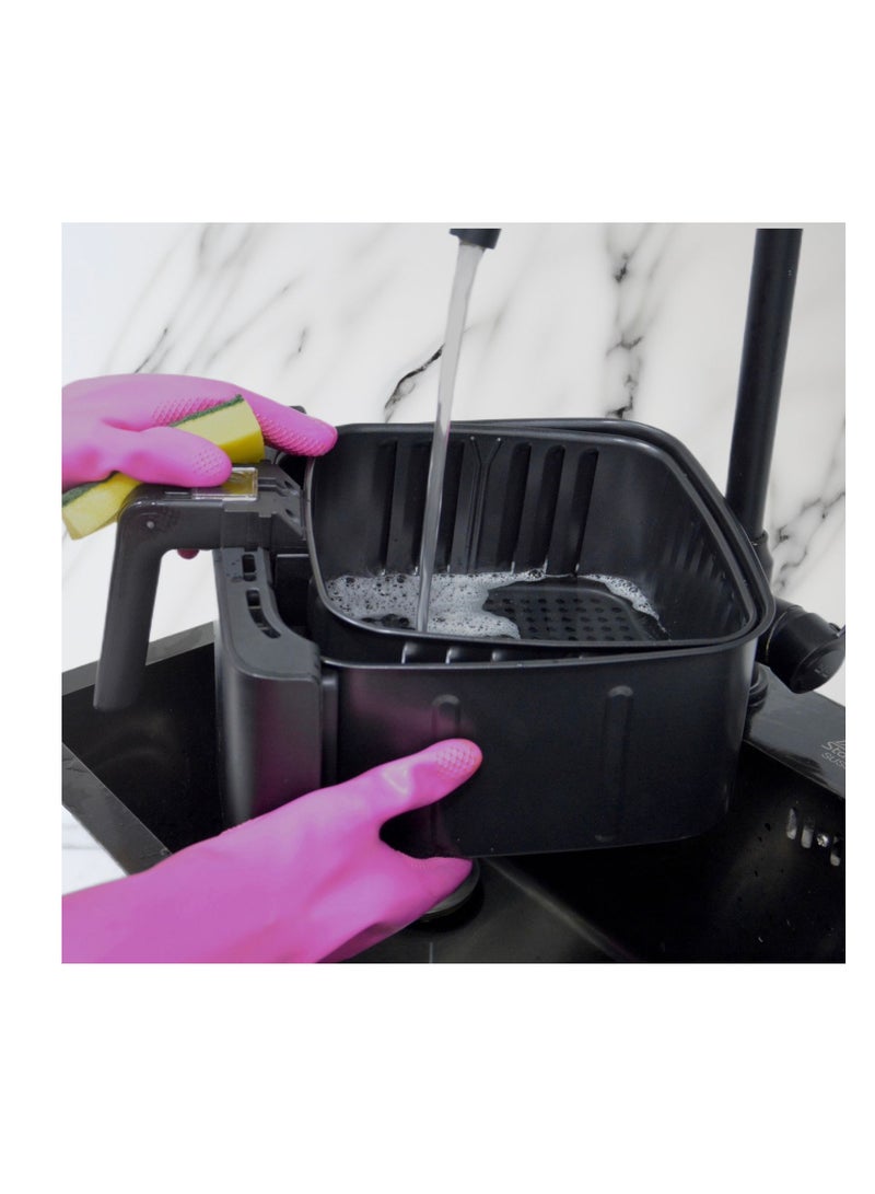 Home Maker Digital Air Fryer 7.5 Liter, 1450-1700 W, High Speed Air Circulaton System, Preset Cooking Programs, Timer & Temperature Control, Over Heat Protection, Non-stick & Removable Basket, Black