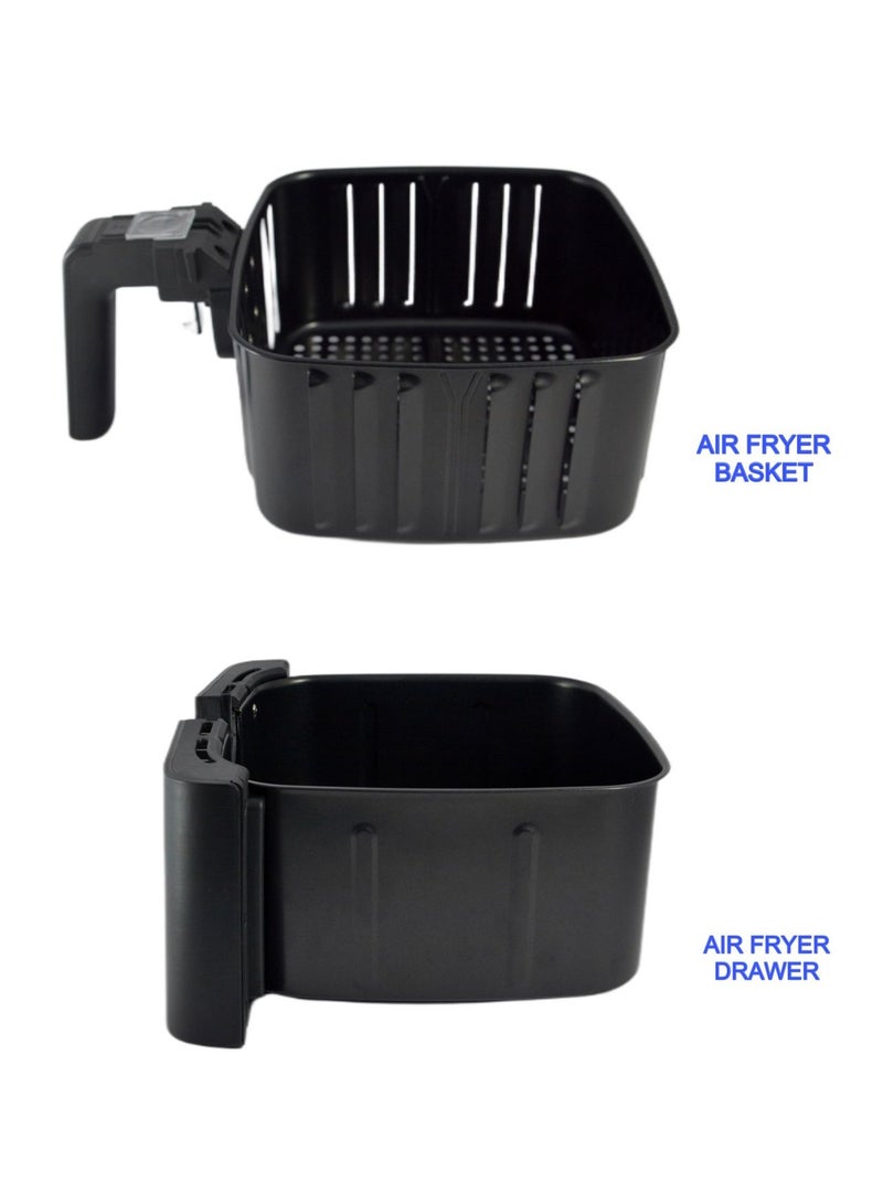 Home Maker Digital Air Fryer 7.5 Liter, 1450-1700 W, High Speed Air Circulaton System, Preset Cooking Programs, Timer & Temperature Control, Over Heat Protection, Non-stick & Removable Basket, Black