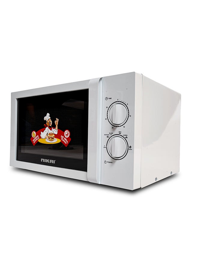 23 Liter Microwave Oven, 800 Watts, 6 Power Levels including Defrost, 30 Mins Cooking Timer, Pull Handle Door, Manual 23 L 800 W NMO2309MWX White