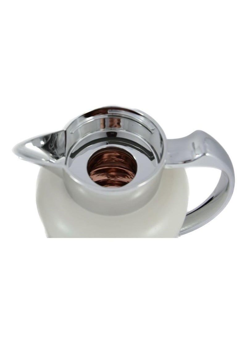 2-Piece Tea & Coffee Flask - 1 Liter & 1 Liter Capacity - Glass Inner - ABS Body - White & Silver