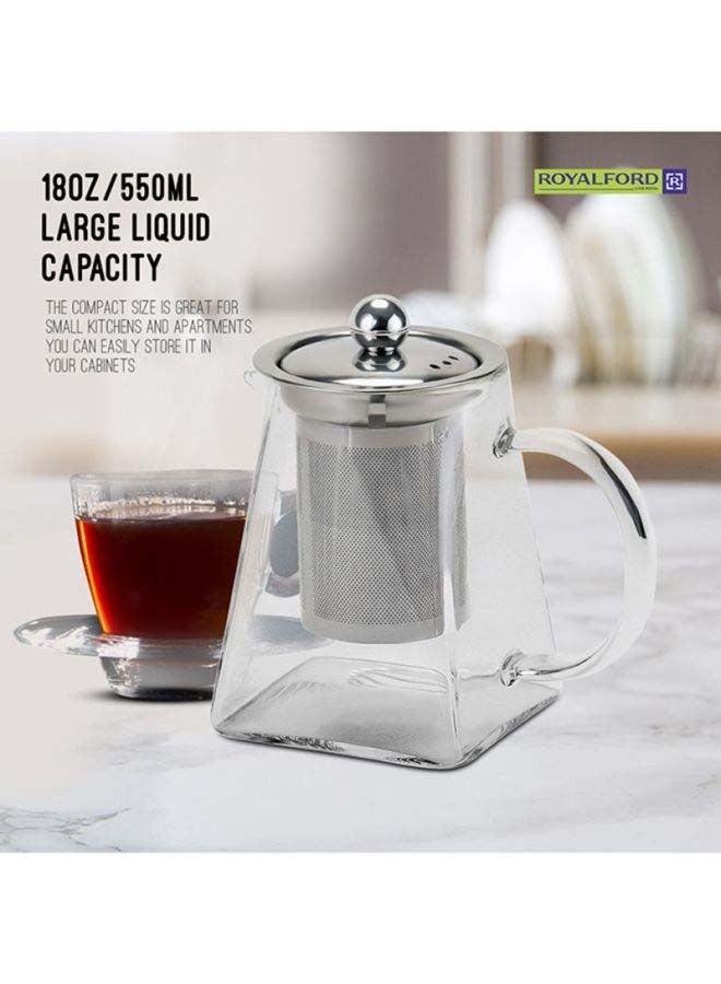 Glass Tea Pot With Stainless Steel Strain