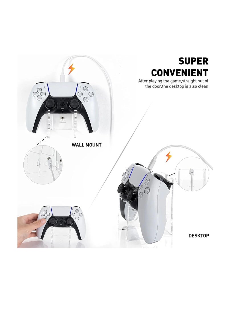 COOLBABY 2 Pack Clear Controller Holder Desktop and Wall Mount for Xbox ONE, PS4, PS5, Switch Universal Stand for Gaming Accessories