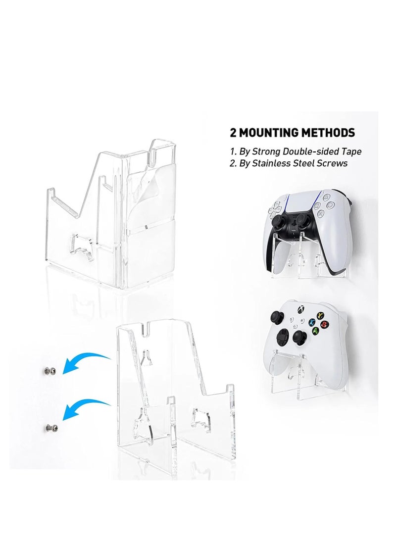 COOLBABY 2 Pack Clear Controller Holder Desktop and Wall Mount for Xbox ONE, PS4, PS5, Switch Universal Stand for Gaming Accessories