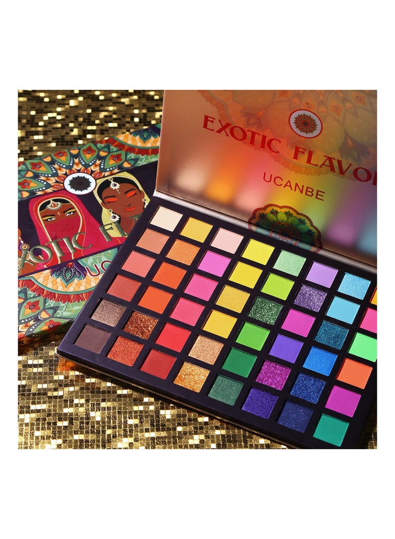 Ucanbe exotic flavors neon eyeshadow makeup palette - 48 colorful high pigmented - rainbow matte shimmer glitter eye shadow make up pallet gift set