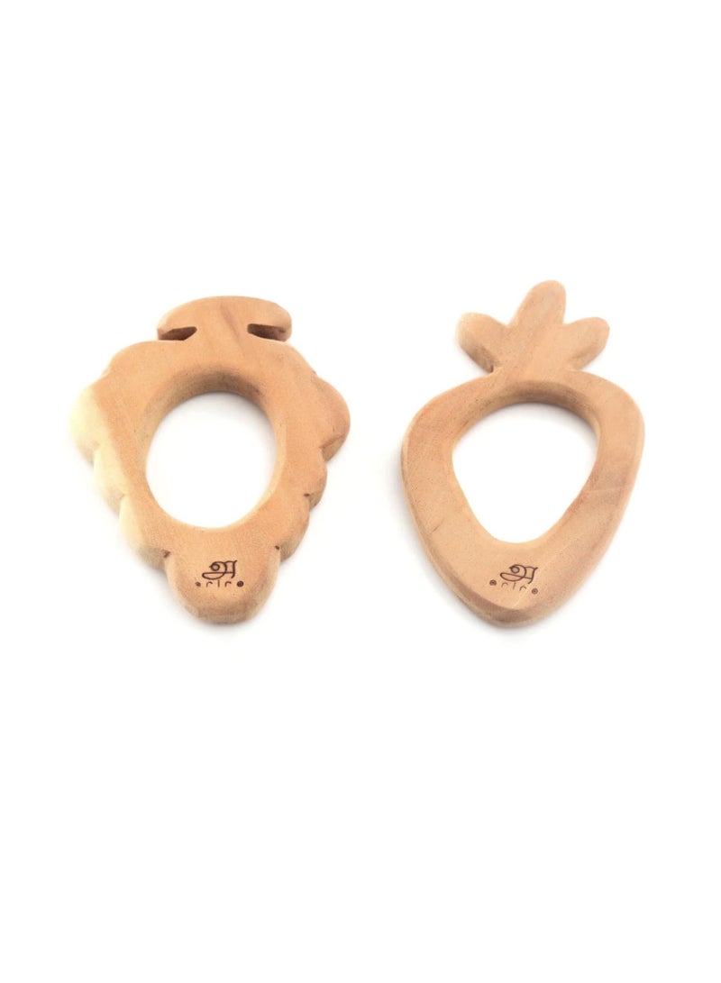 Ariro Neem Wooden Teethers - Grape and Carrot | Soothes Aching Gum, Aids Grasping | Hand-Crafted with Organic Neem Wood | Boost Immunity | Easy to Grasp & Chew