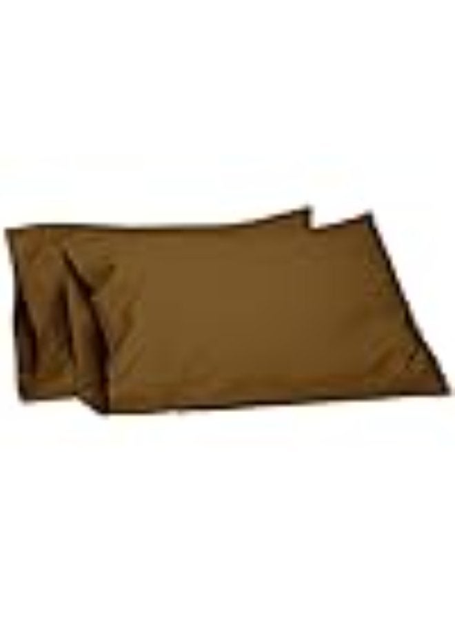 PAUL SODA EMPORIA Hotel Linen Standard Pillowcase 2Pc Set , 100% Cotton 250Tc Sateen Plain, Size: 50X75Cm , Bronze