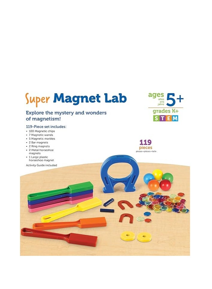 Super Magnet Lab Kit STEM Toy Critical Thinking 119 Pieces Ages 5+ Multi Color