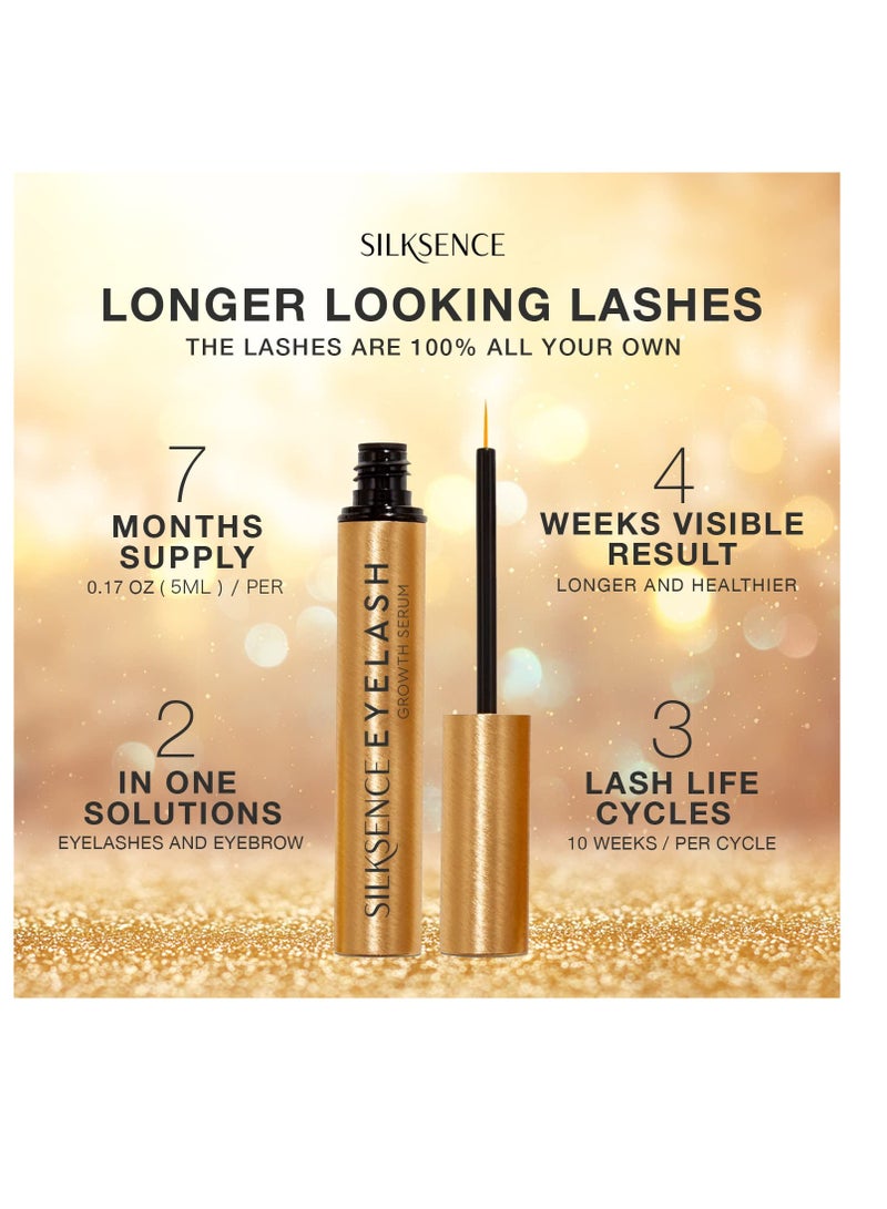 Silksence Upgraded Eyelash Growth Serum, Premium Lash Serum and Lash Growth Serum, Lengthen and Strengthen Eyelashes, Achieve Longer, Thicker,Healthier Lashes