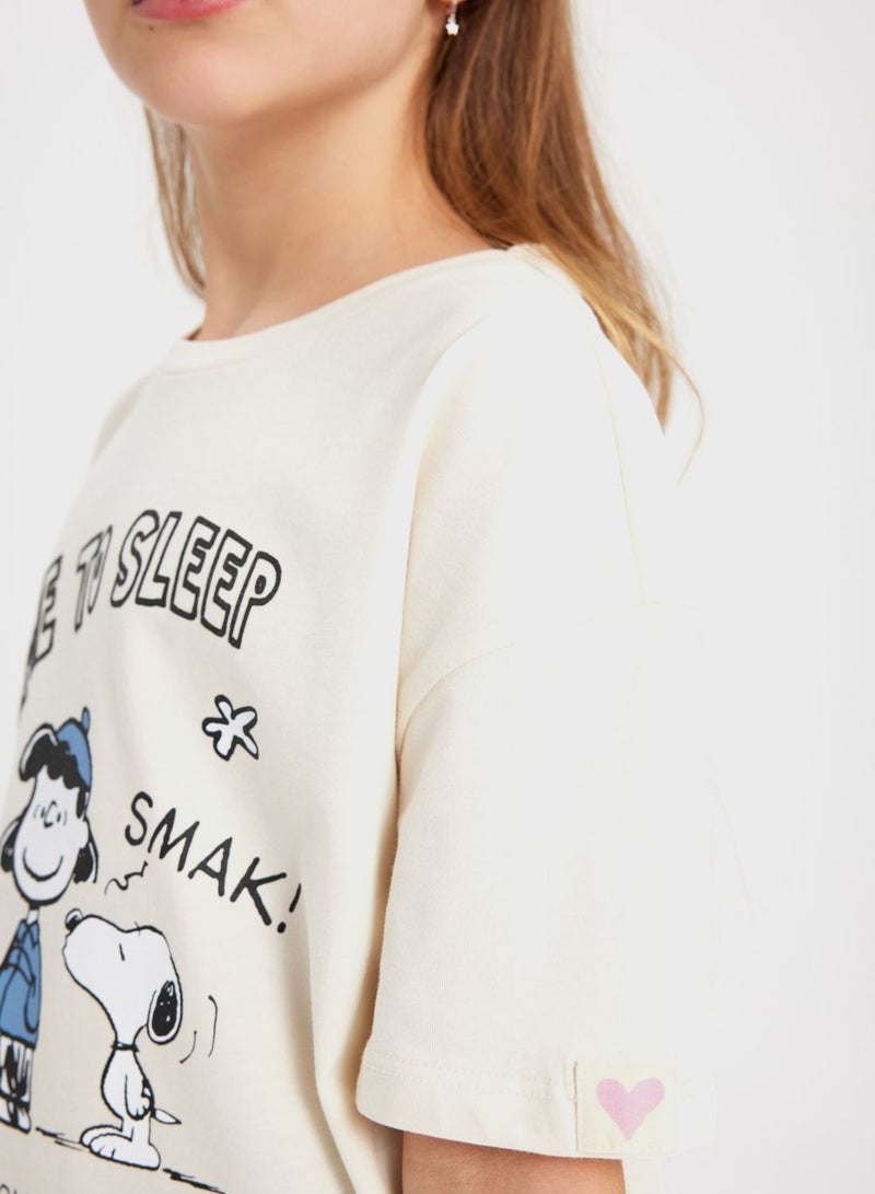 Girl'S Printed Short Sleeve 2 Piece Pajama Set
