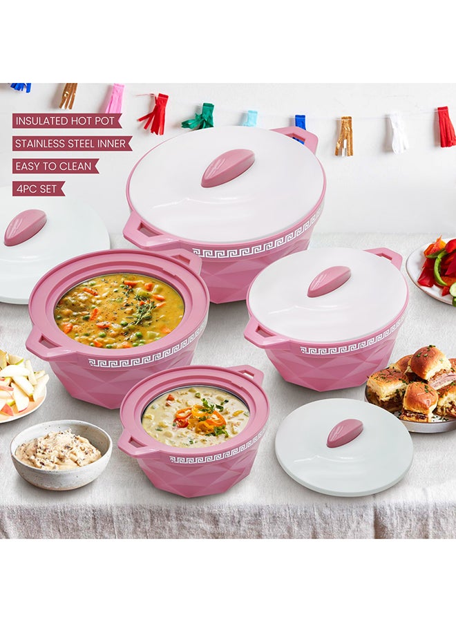 SELVEL Giving shape to life! DIAMOND CASSEROLE 4 PC Set (1000/1500/2000/3000 ML) PINK