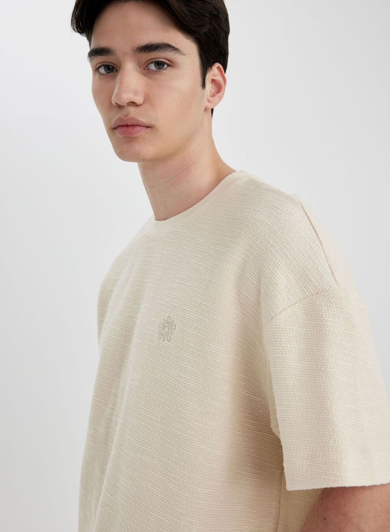 Comfort Fit Crew Neck Printed Knitwear T-Shirt