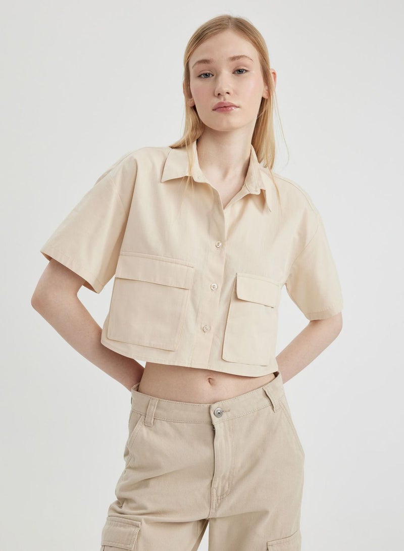 Oversize Fit Poplin Short Sleeve Shirt