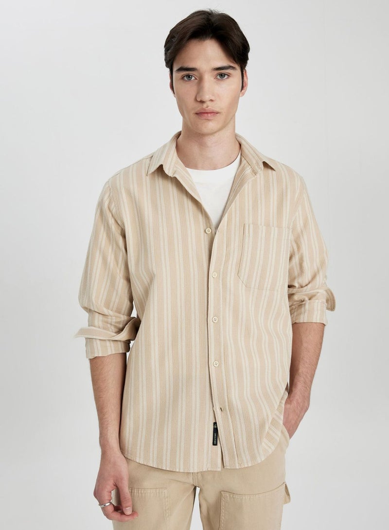 Regular Fit Cotton Striped Long Sleeve Shirt