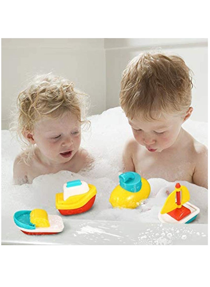 Bath Toys, 4 Pcs Floating Boat Plastic Ship Model, Colorful Pool, Summer Water Toys, Bath Tub Toys for Toddlers Kids Boys Girls, Bathtub Ship Toy for Bathroom Shower Game Swimming Pool Party