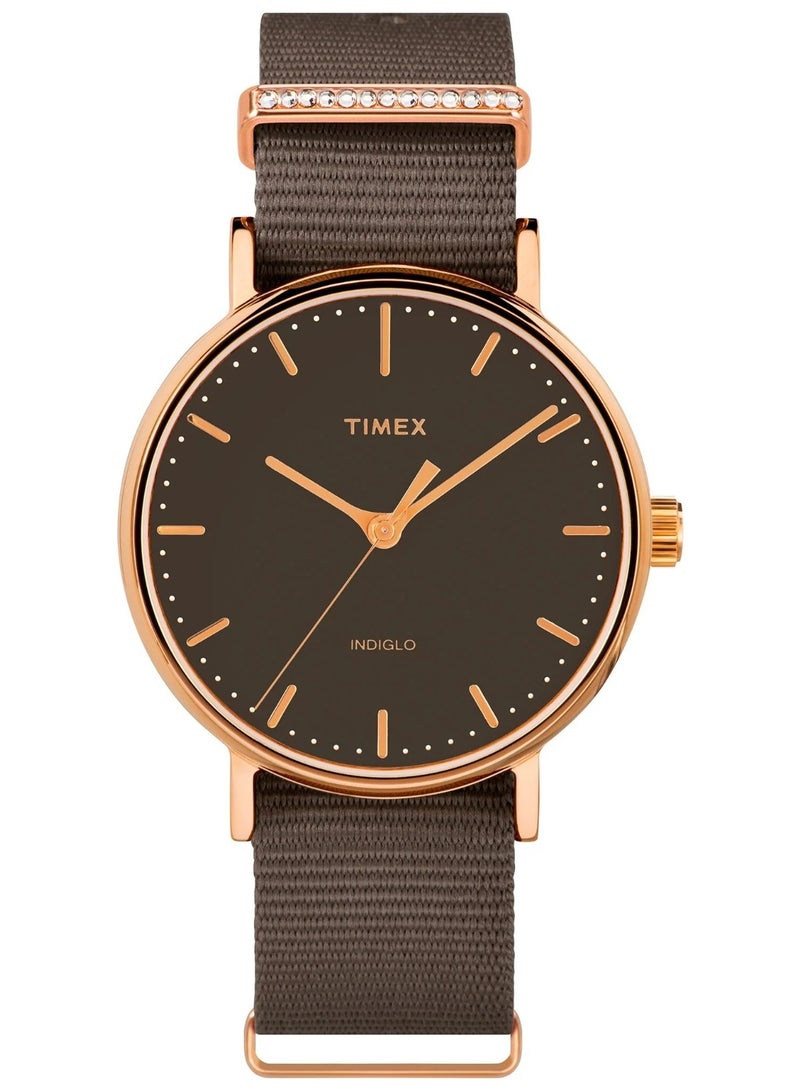 Timex Brass Analog Women's Watch With Grey Fabric Band TW2R48900