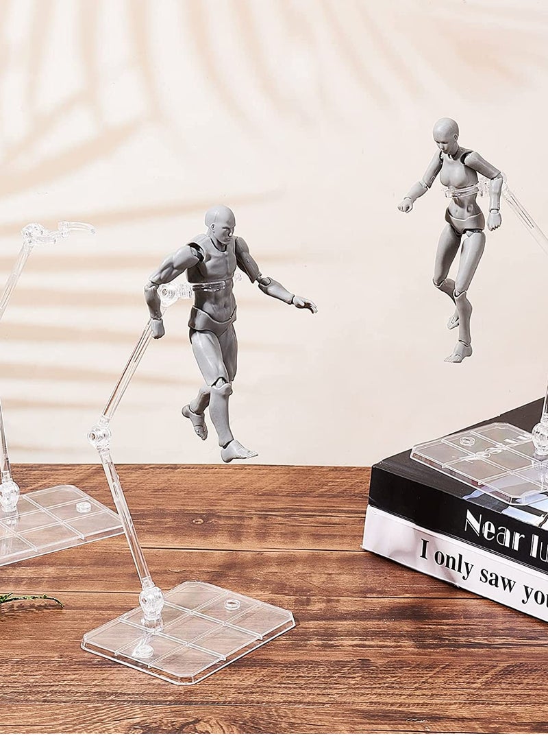 8Pcs Action Figure Stand Assembly Action Figure Display Holder Base Doll Model Support Stand for 6 inch Action Figures or Effects Clear 1/144 HG/RG Figure Model Toy