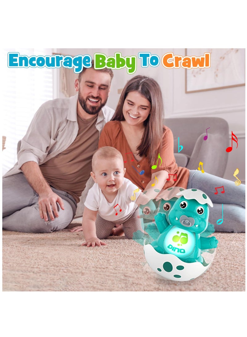 Baby Crawling Toys 6-12 12-18 Months Tummy Time Toys, Dinosaur Dancing Musical Light Toys Touch & Go Learning Crawling Development Toys for 1 Year Old Boy Girl Infant Toddler Birthday Gifts