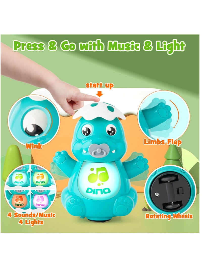 Baby Crawling Toys 6-12 12-18 Months Tummy Time Toys, Dinosaur Dancing Musical Light Toys Touch & Go Learning Crawling Development Toys for 1 Year Old Boy Girl Infant Toddler Birthday Gifts