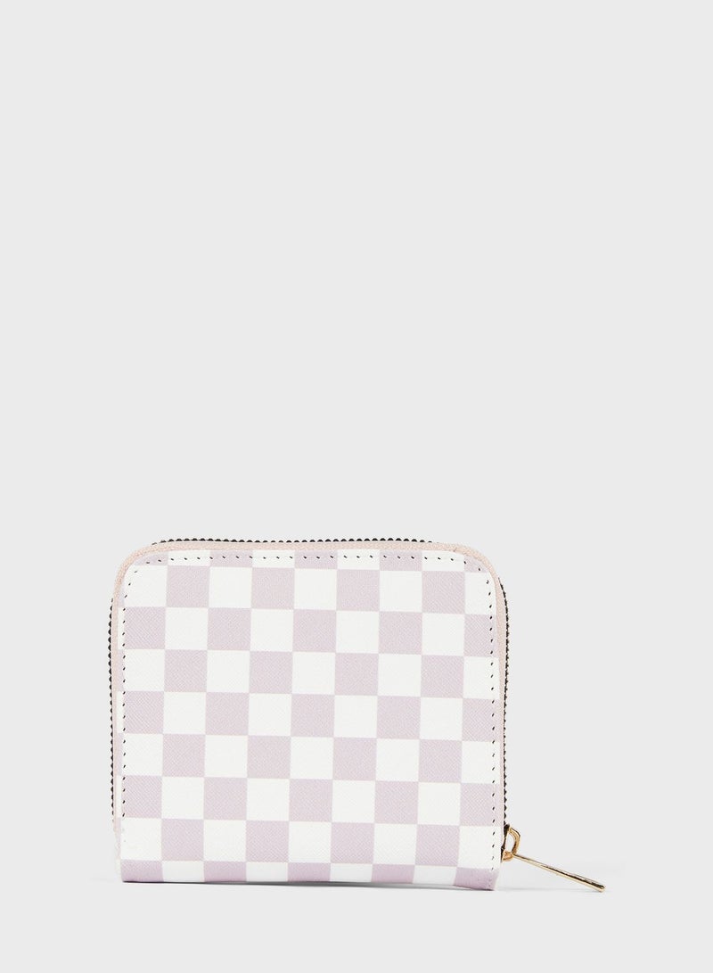 Women'S Checkerboard Patterned Faux Leather Wallet
