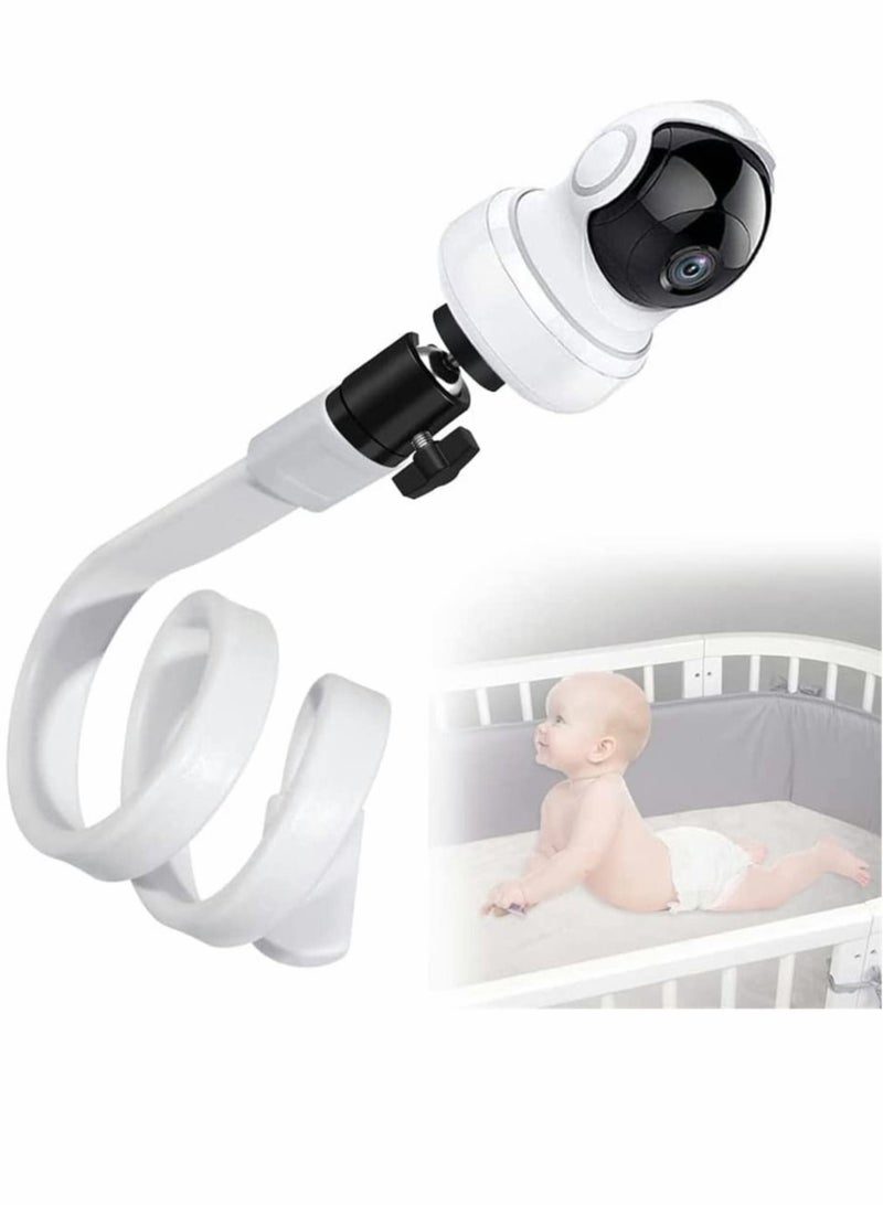 Universal Baby Monitor Wall Mount, Infant Baby Camera Holder, Baby Monitor Shelf, Baby Camera Stand for Crib Nursery Compatible with Most Baby Monitors, Versatile Twist Mount Without Tools (White)